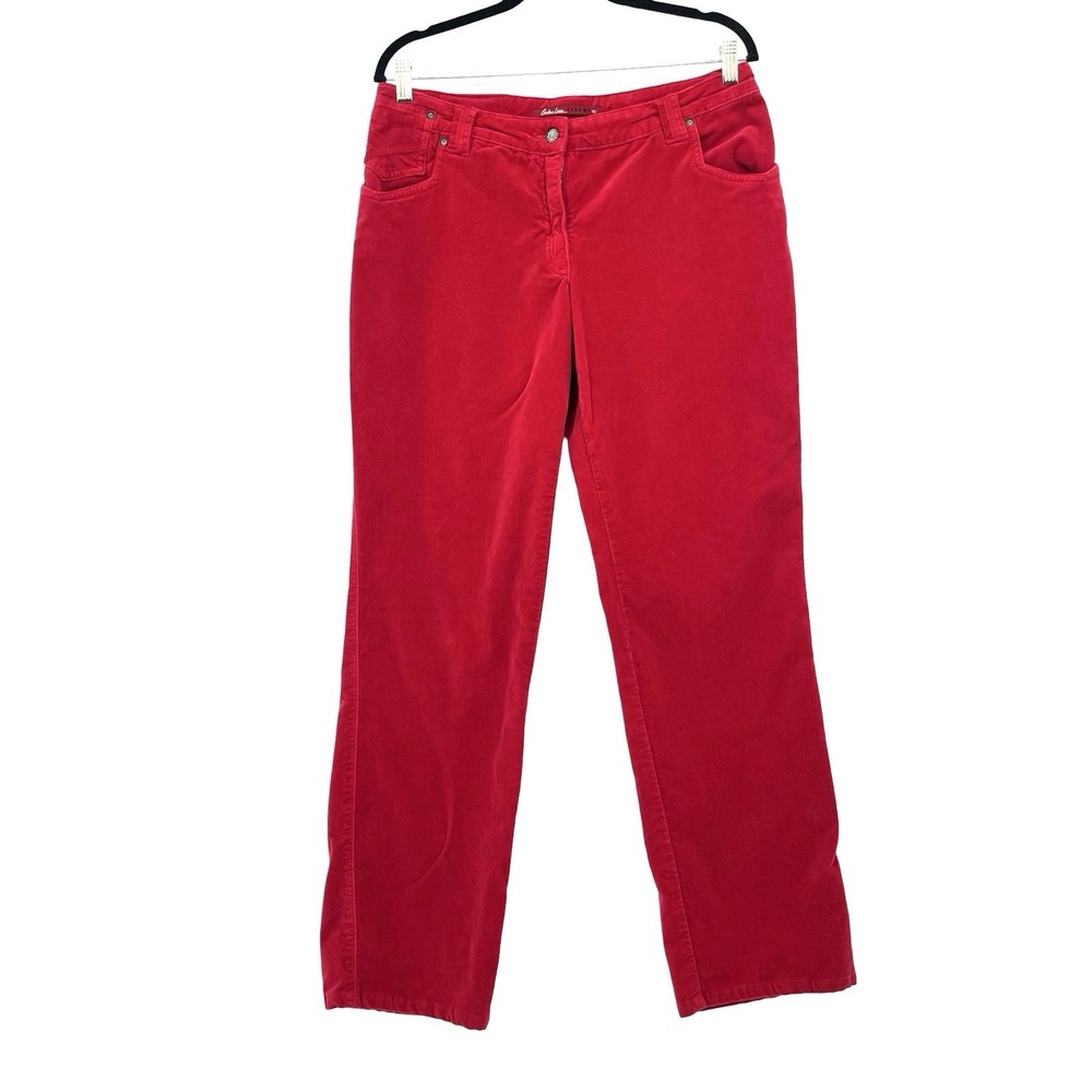 Fibers Women's Size 10 Red Velvet Pants Straight Leg Y2K Holiday Made USA